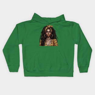 Black Woman with Dreads and a Headwrap Kids Hoodie